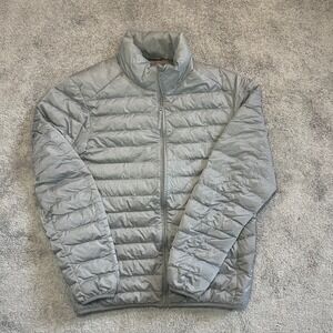 Uniqlo Ultra Light Down Jacket Mens L Grey Puffer Extra Warm Quilted Full Zip